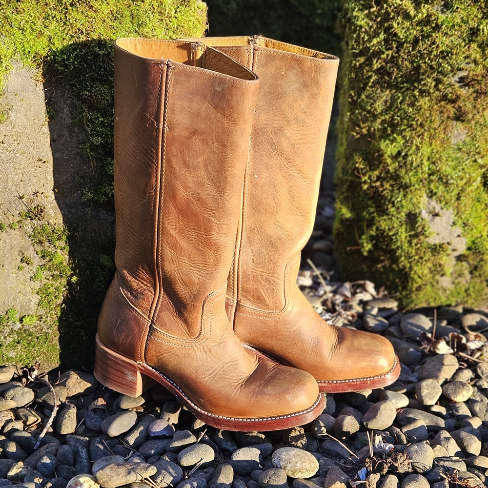 Frye Tan Leather Heeled Boots - Picture 2 of 10